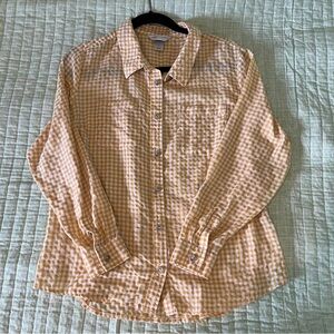 Yellow gingham camp button down shirt